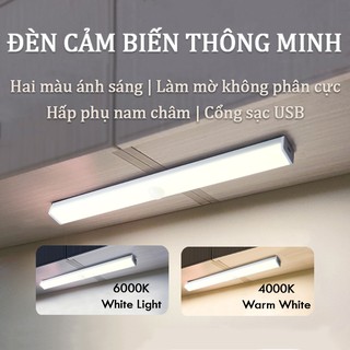 Led từ tínhbiến chuyển động không dây Đèn chiếu sáng USB Đèn khẩn cấp có thể sạc lại Pin Đèn từ tính cho tủ quần áo, Thanh gắn tủ trên đèn cho tủ quần áo, gầm tủ, cầu thang