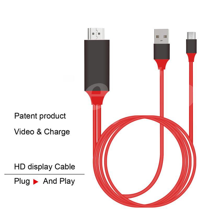 Cáp MHL iPhone, iPad lên màn hình tivi qua cổng HDMI FullHD 1080p dài 2m (Đỏ)
