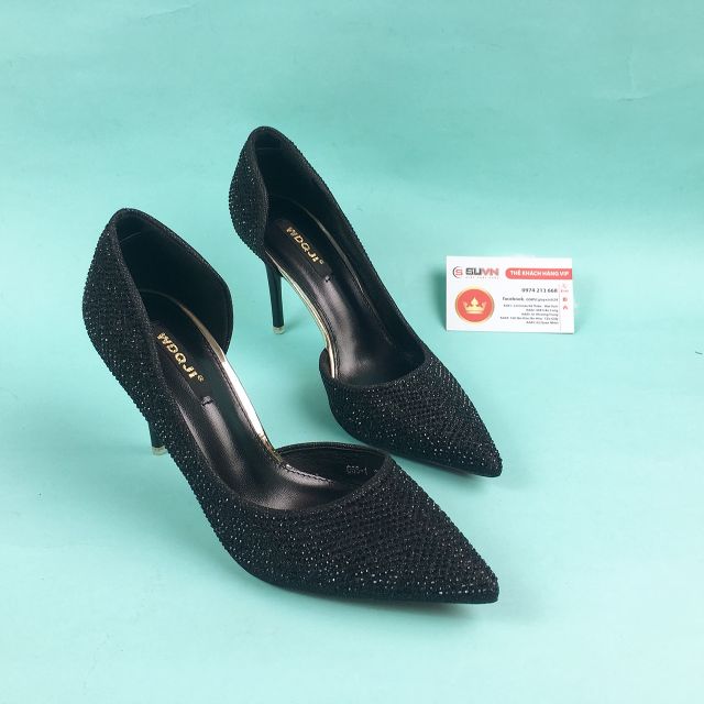 Giày cao gót khoét eo đính đá sang chảnh
