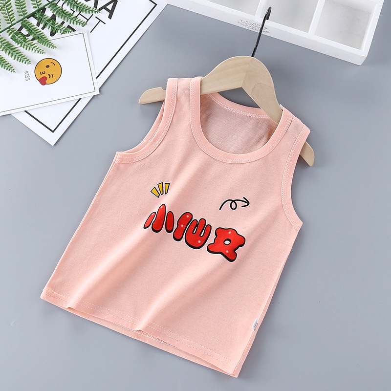 Áo thun sát nách cotton mỏng in họa tiết hoạt hình phong cách Hàn Quốc thời trang mùa hè đáng yêu cho trẻ em 73-130cm