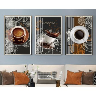 Siêu phẩm bộ ba tranh tráng gương cao cấp trang trí quán cafe