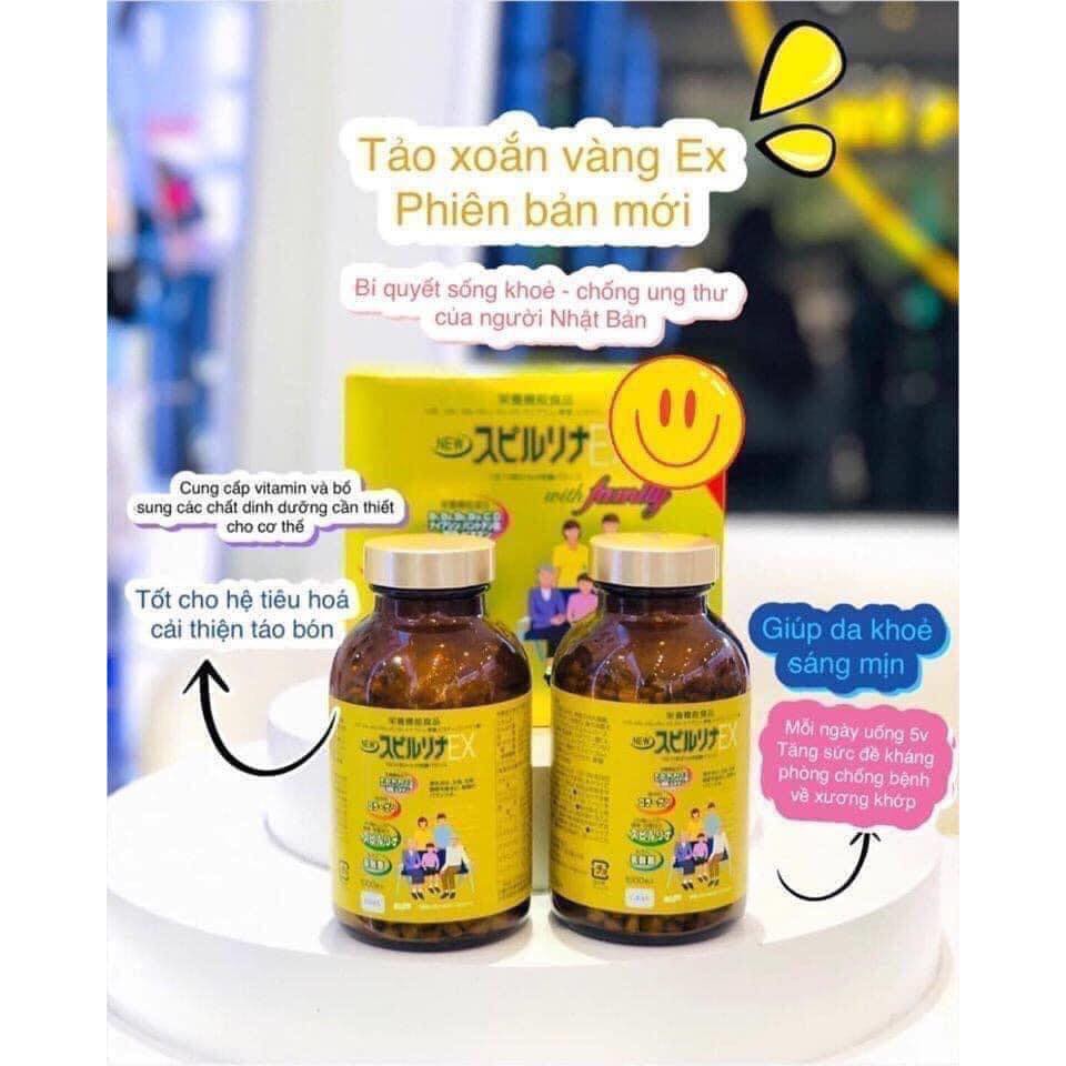 Tảo vàng Spirulina EX Nhật Bản 2000 viên (1 set 2 lọ, mỗi lọ 1000 viên)