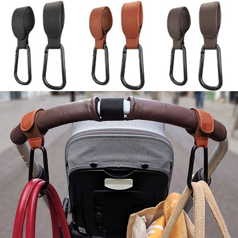 Móc Treo Túi Xách Gắn Xe Đẩy Em Bé Bằng Da PU + Hợp Kim Nhôm Xoay 360 Độ Tiện Dụng