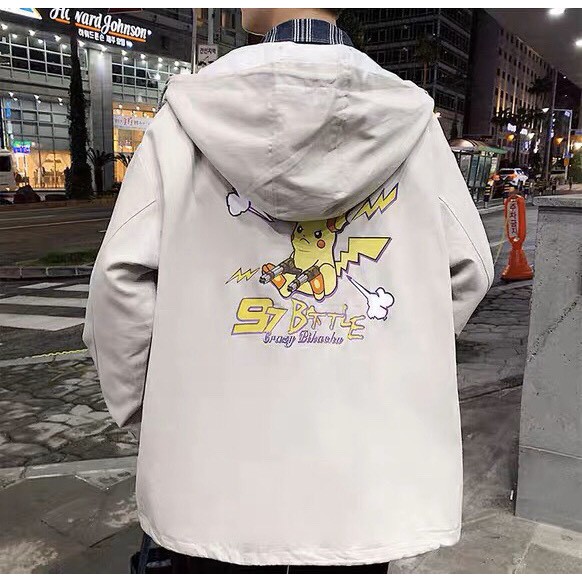 [Free Ship] Áo Khoác Dù 2 Lớp PIKachu Chiến