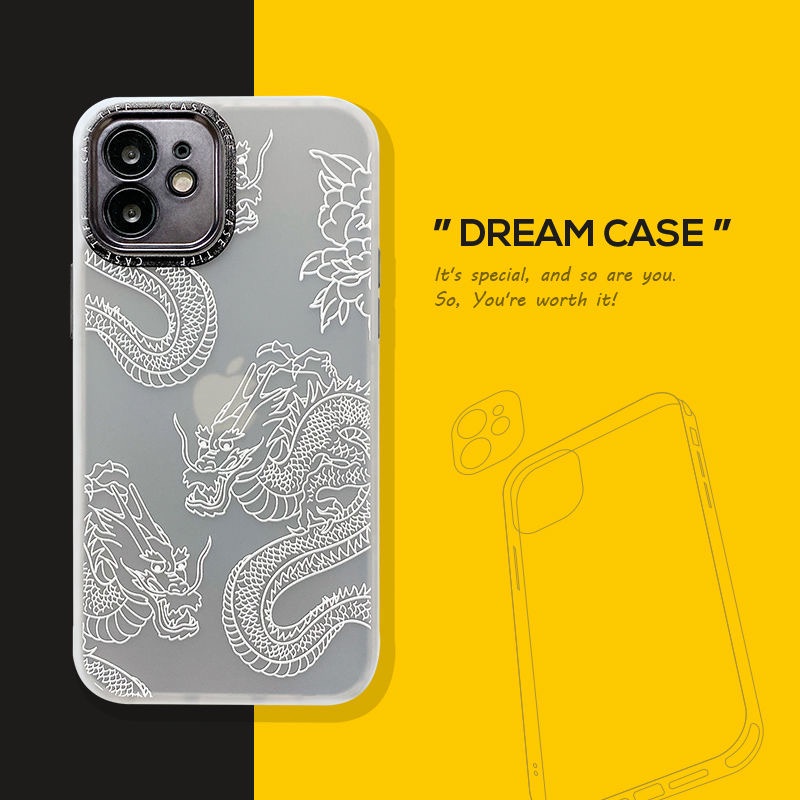 Ốp Điện Thoại Mềm Vẽ Hình Rồng Hoa Mẫu Đơn Cho iphone 13 12 Pro Max 11 X XR XS 7 8 Plus