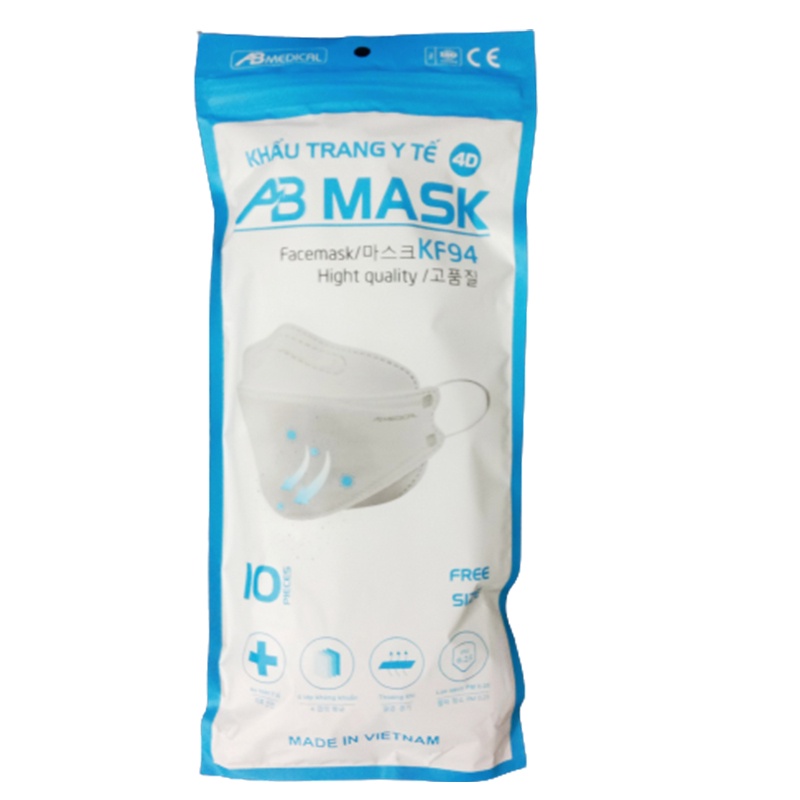 Khẩu trang KF94 AB thời trang  phong cách Hàn Quốc, 10 chiếc/bịch - Health Kingdom