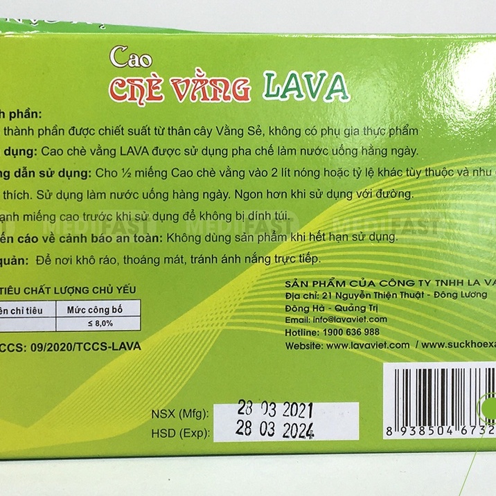 Cao chè vằng Lava lợi sữa cho mẹ bầu sau sinh hộp 5 gói lá vằng giảm mỡ mụn nhọt thải độc gan hỗ trợ tiểu đường