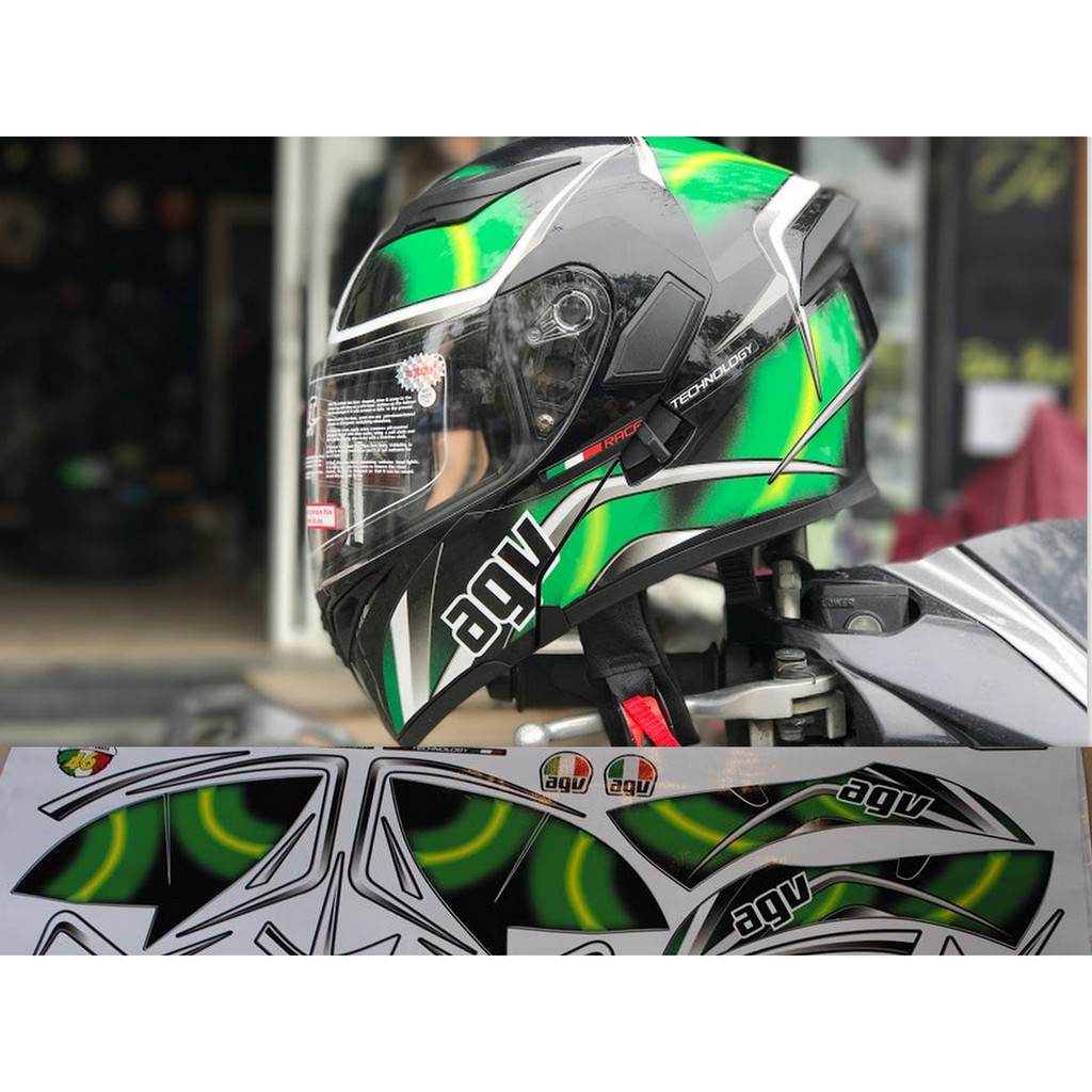 TEM DECAL dán mũ bảo hiểm fullface trùm đầu AGV Shoei HJC