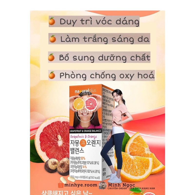 VIÊN GIẢM CÂ N NƯỚC ÉP CAM BƯỞI CÔ ĐẶC EVERFIT 60V