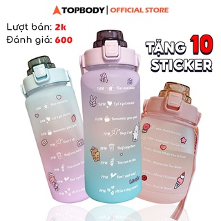 Bình Đựng Nước Thể Thao 2L Có Vạch Báo Giờ Uống Nước TOPBODY