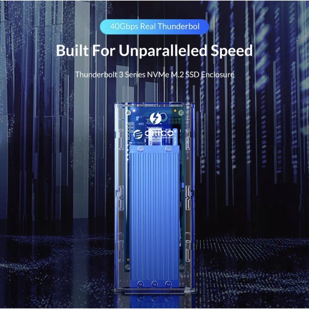 Box Nvme Orico Thunderbolt 3 40Gbps M.2 NVME SSD Enclosure  2TB Transparent