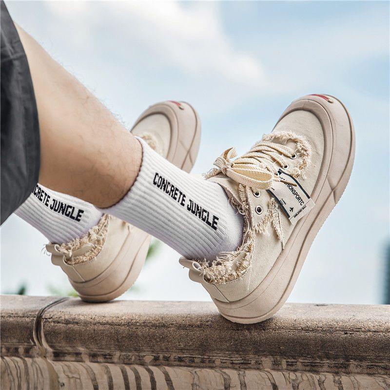 Giày Thể Thao Vải Canvas Mũi To Phong Cách Hàn Quốc Thời Trang Cho Nam