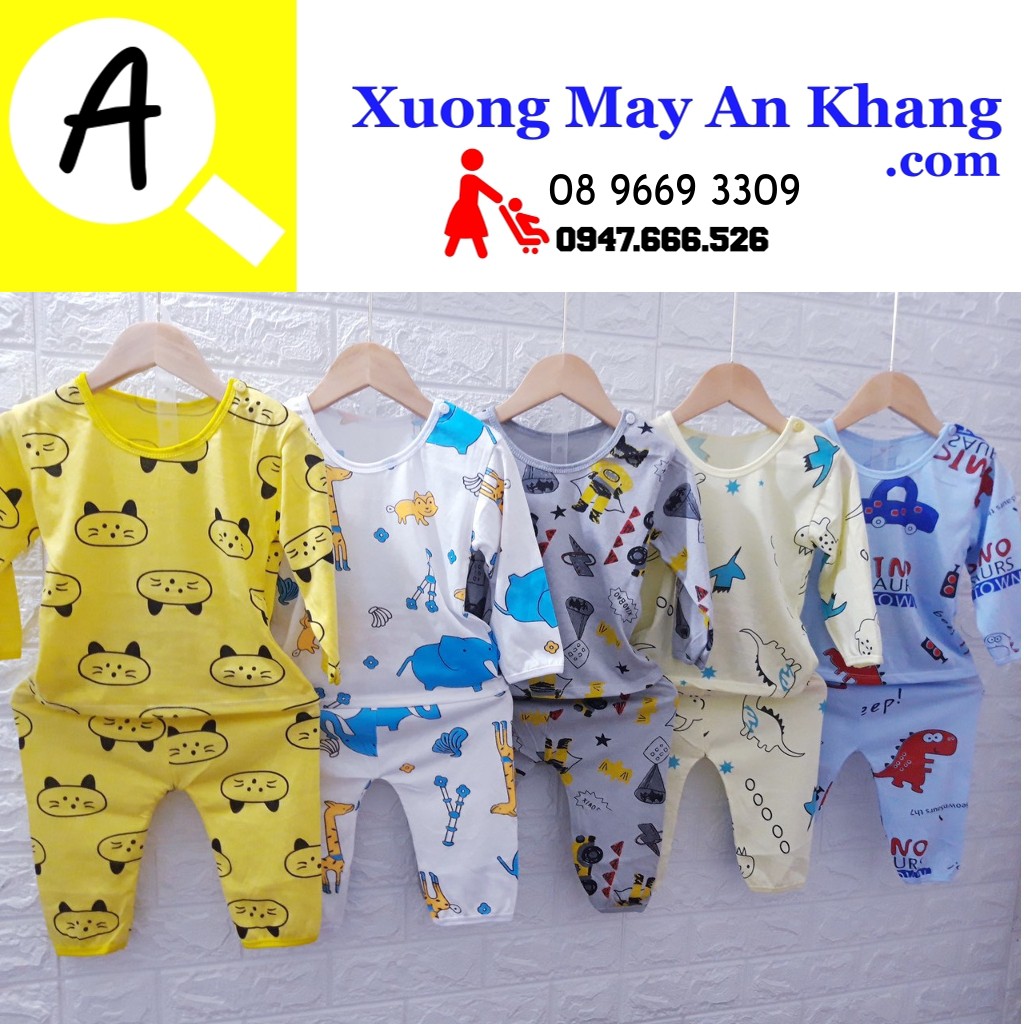 Set 5 bộ dài tay quần áo trẻ em 100% cotton hình thú dễ thương cho bé gái