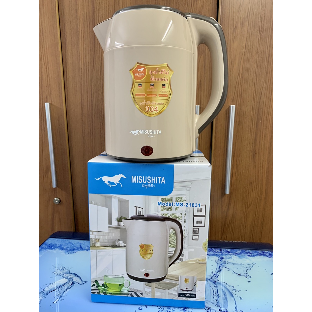 Ấm Siêu Tốc Thái Lan Misushita MS 21831-2.5 Lít,1.500W đun sôi nhanh, 2 lớp cách nhiệt, Ruột Inox 304