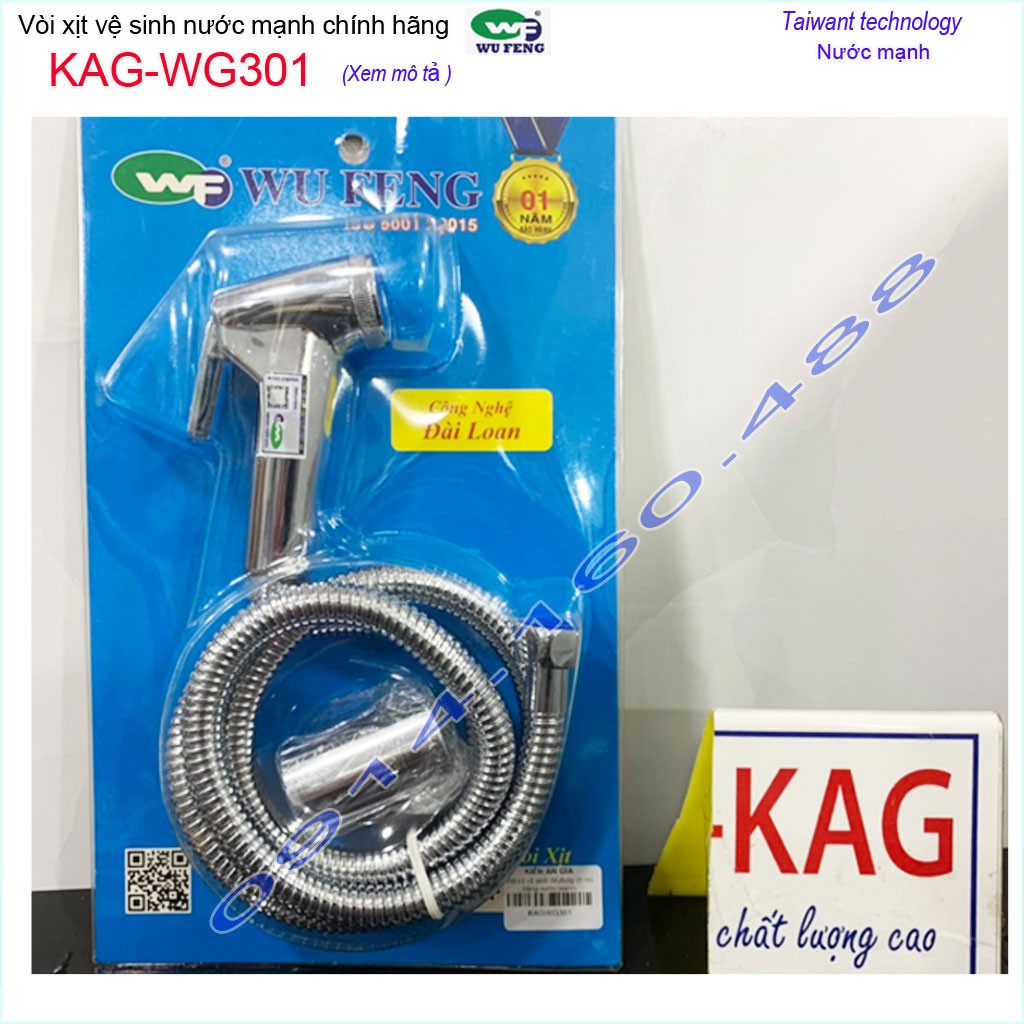 Vòi xịt vệ sinh Wufeng KAG-WG301 Chrome, Vòi rửa nhà tắm tia nước thẳng xịt mạnh sử dụng siêu bền