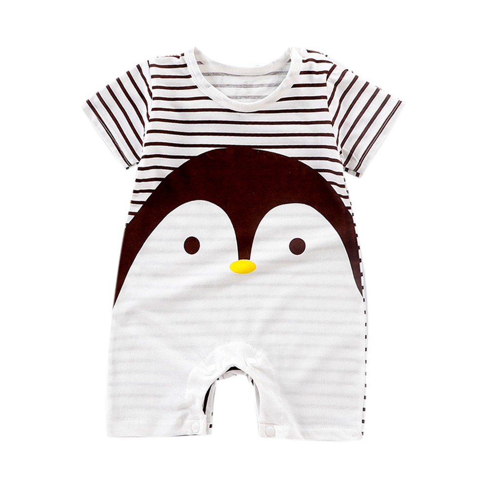 Áo liền quần tay ngắn in họa tiết hoạt hình đáng yêu dành cho trẻ sơ sinh