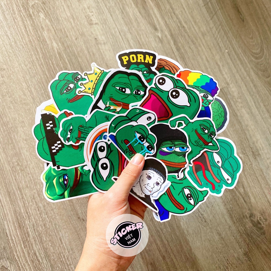 Ếch Xanh PePe MeMe Stickers - Chất liệu PVC chất lượng cao chống nước - Kích thước 4-8cm - Sticker Việt Nam