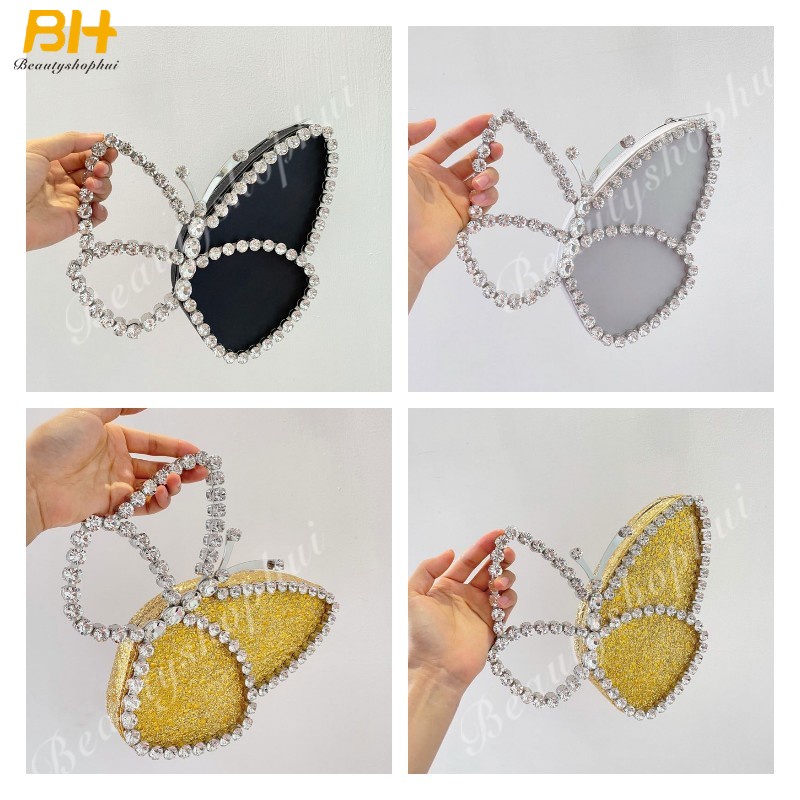 Ví Cầm Tay Đính Đá Hình Bướm Thời Trang Dự Tiệc Sang Trọng Cho Nữ