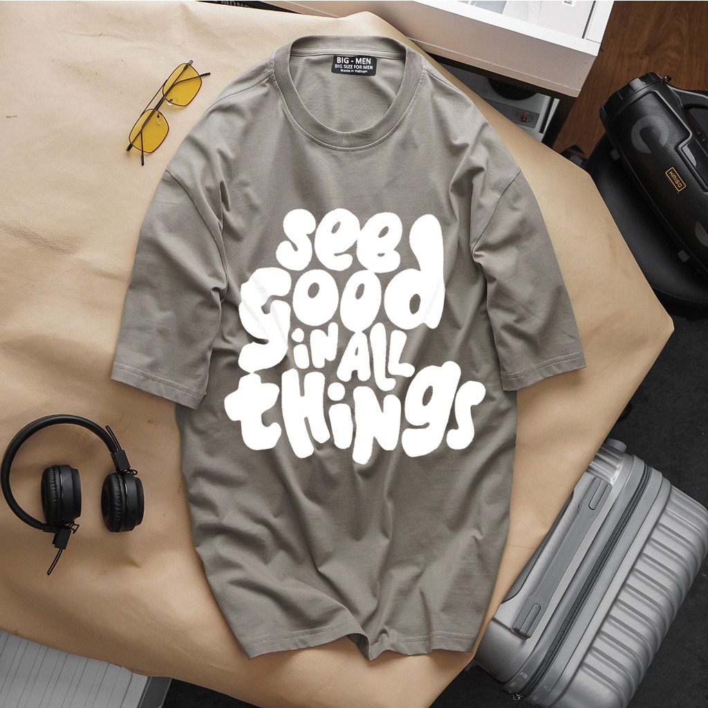 [bigsize] Áo thun cotton unisex bigsize nam nữ in chữ 50-140kg -see go