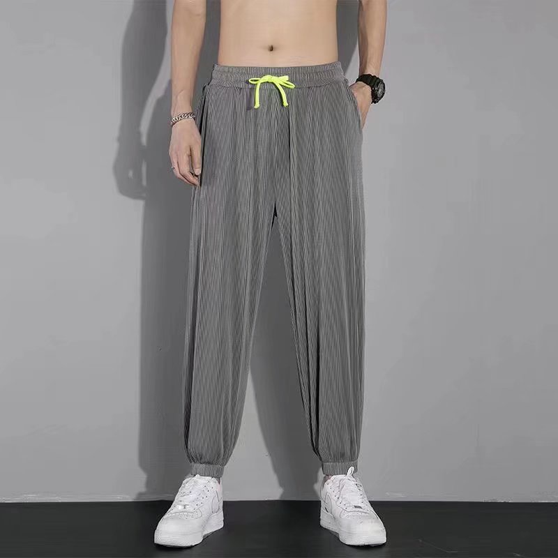 quần jogger Legging Lụa Lạnh Mỏng Dáng Rộng Cỡ Lớn Thời Trang Mùa Hè Cho Nam