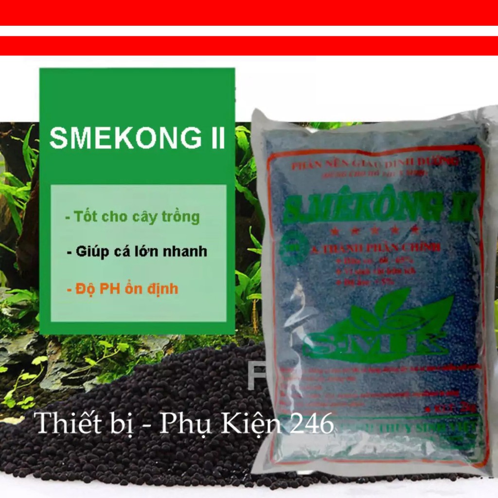 Phân Nền S.Mêkông 2 kg dạng túi, cho cây thủy sinh, bể cá, ao cá, hồ cá