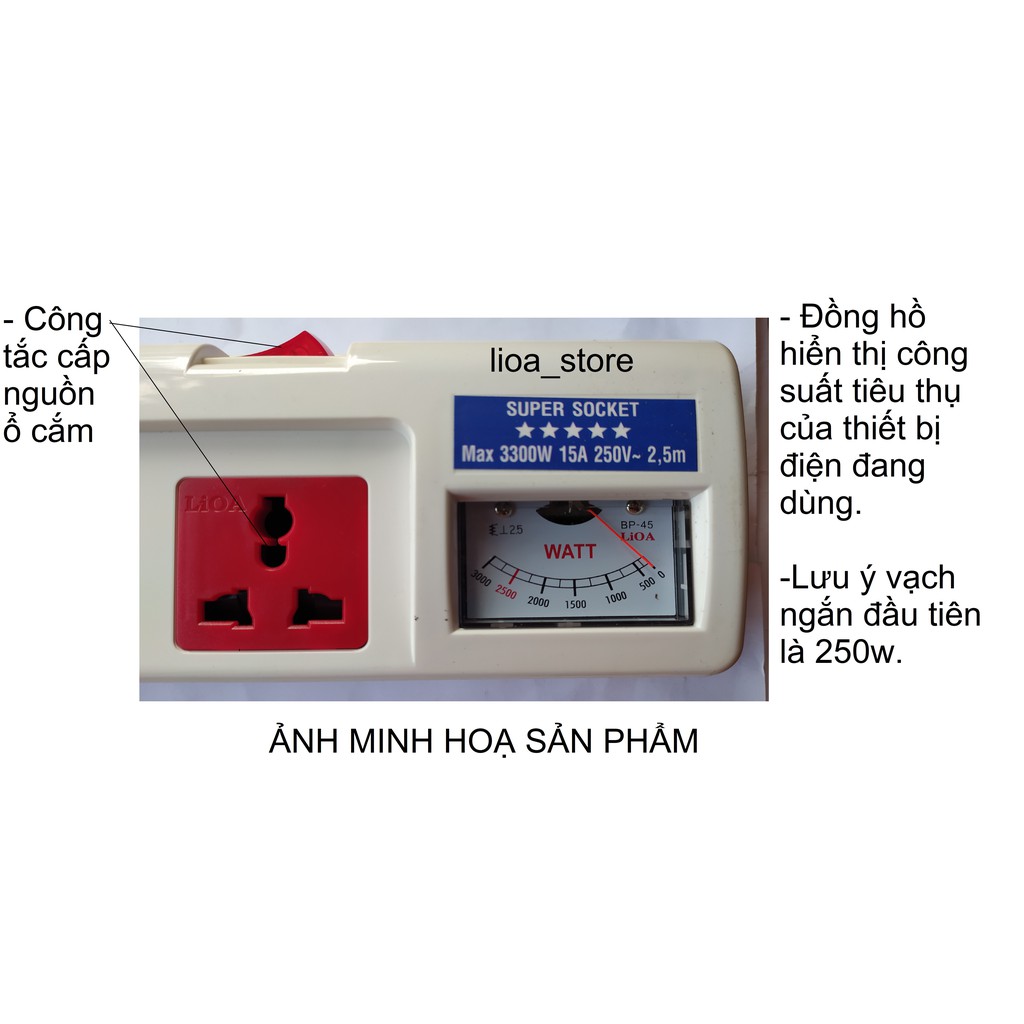 Ổ CẮM LiOA 3 ĐA NĂNG CÔNG SUẤT LỚN CÓ ĐỒNG HỒ W ( MÃ SP 3OFSSA2.5-2 - 3OFSSA2.5-3).