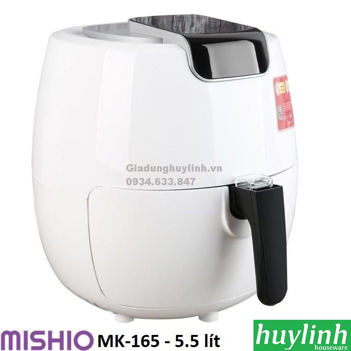 Nồi chiên không dầu điện tử Mishio MK-165 - 5.5 lít - Màu Đen [Mishio MK165]