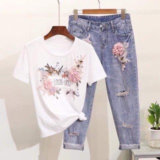 SET ÁO PHÔNG HOA QUẦN BÒ