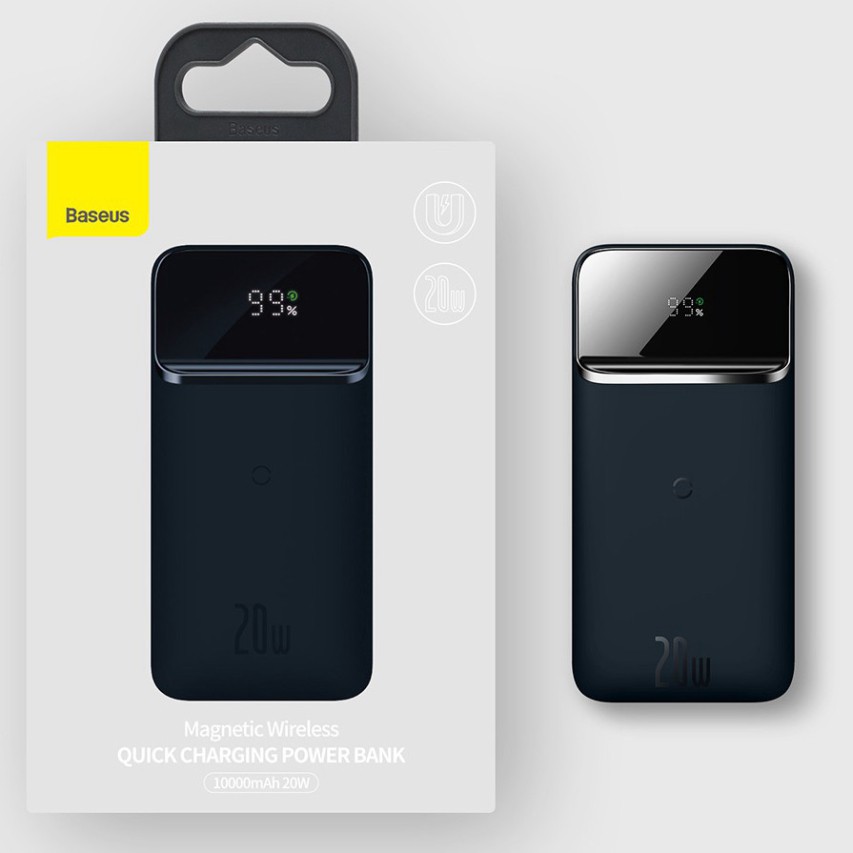Pin dự phòng BASEUS Magnetic Wireless 20W max tích hợp sạc không dây nam châm 15W cho iPhone 12, Airpods