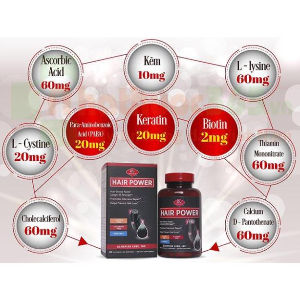 Viên Uống Giúp Giảm Gãy Rụng, Kích Thích Tóc Mọc Hiệu Quả Olympian Labs Hair Power