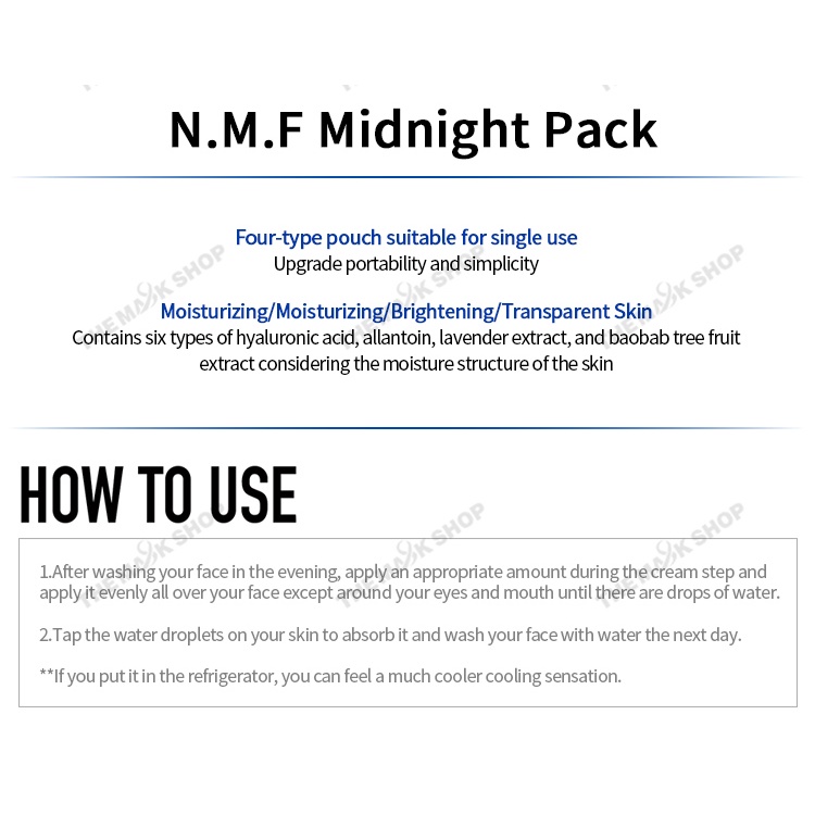 Set 16 gói mặt nạ ngủ MEDIHEAL N.N.F Midnight Pack cấp ẩm cho da 4ml