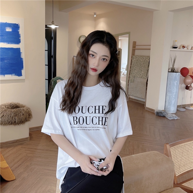 Áo Thun Nữ Ngắn Tay In Chữ Phong Cách Hàn Quốc Mới