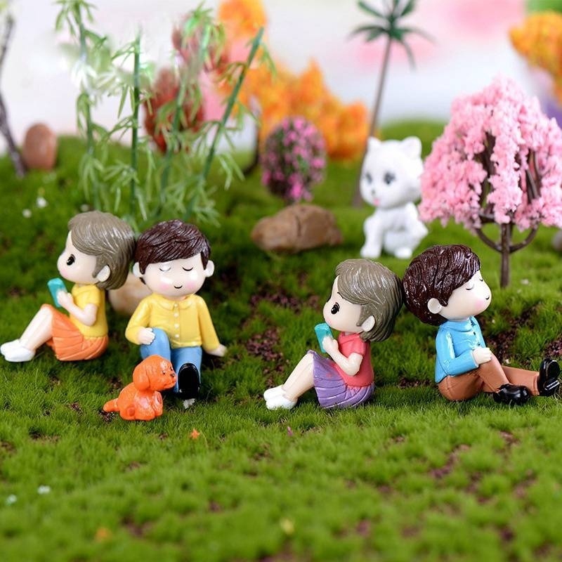 Set 2 Mô Hình Cặp Đôi Lãng Mạn Trang Trí Vườn