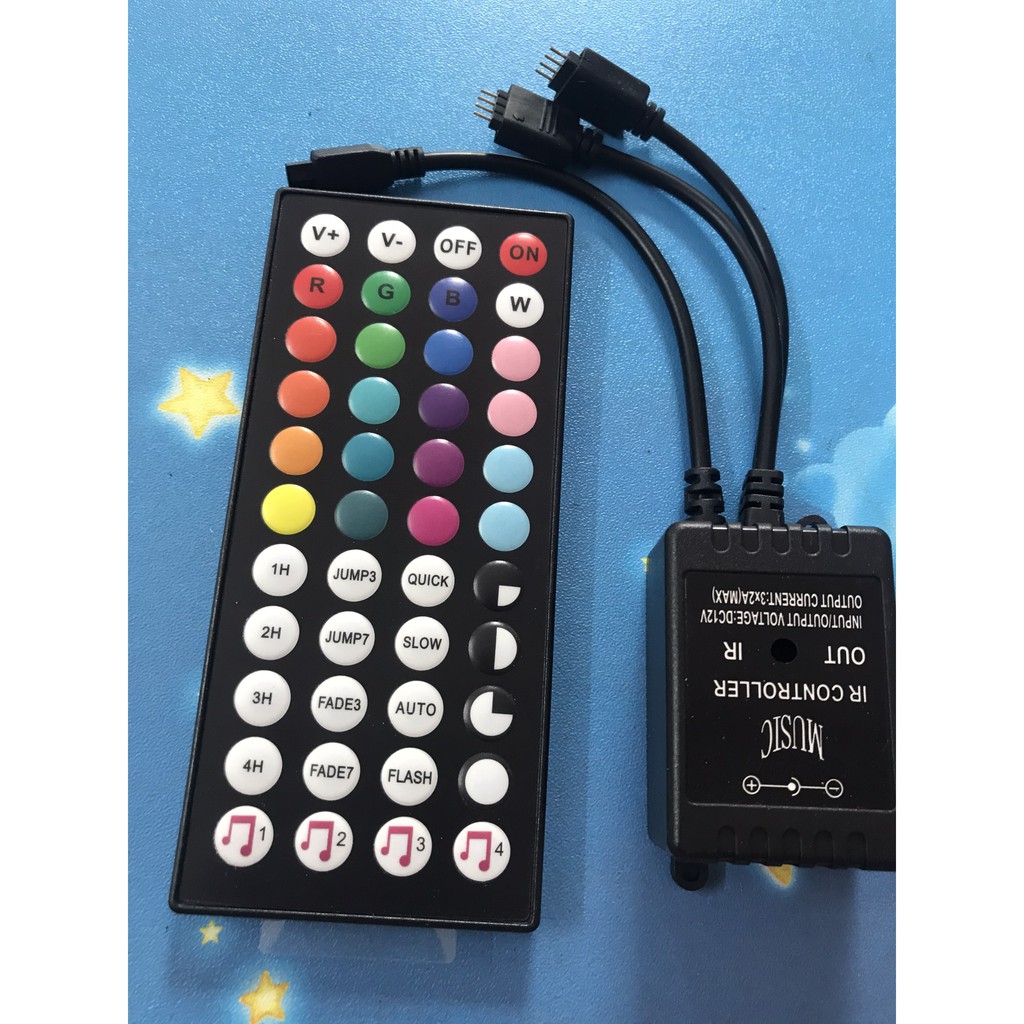 [ 44 phím ] Bộ Remote Điều Khiển Led RGB IR44 Cảm Biến Thu Âm Thanh Nháy Theo Nhạc | BigBuy360 - bigbuy360.vn