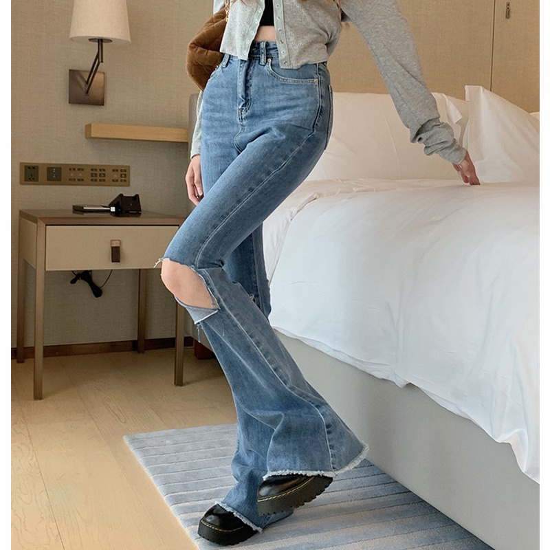 Quần Jeans Skinny Nữ Rách Gối Thời Trang