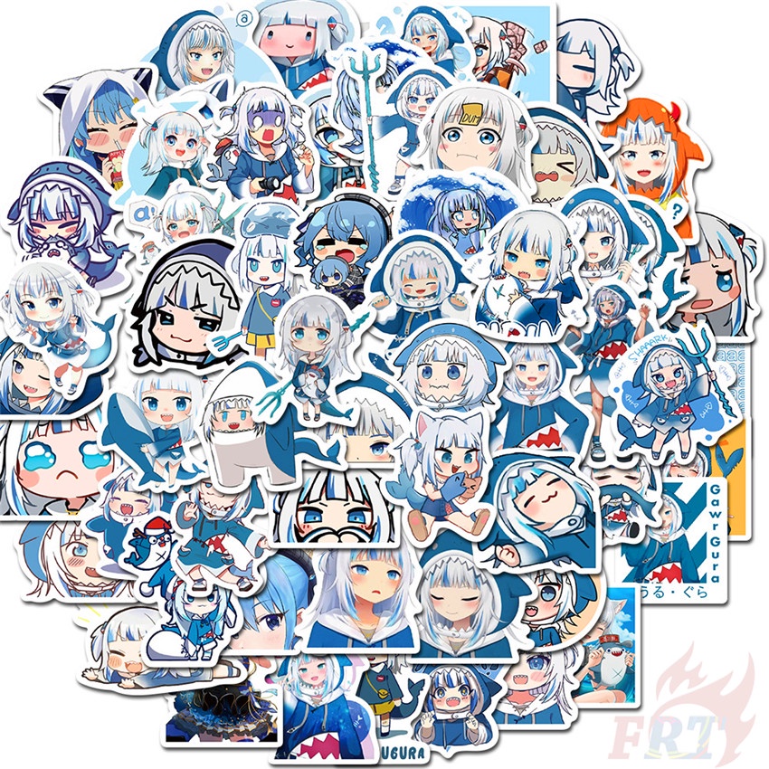 ❉ Hình Dán Hololive Vtuber Gawr Gura Series 04 ❉ Bộ 60 Sticker Chống Thấm Nước Họa Tiết Doodle Hợp Thời Trang