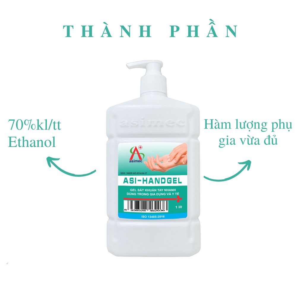 Gel rửa tay khô 1 lít ASI HANDGEL (Chính hãng)