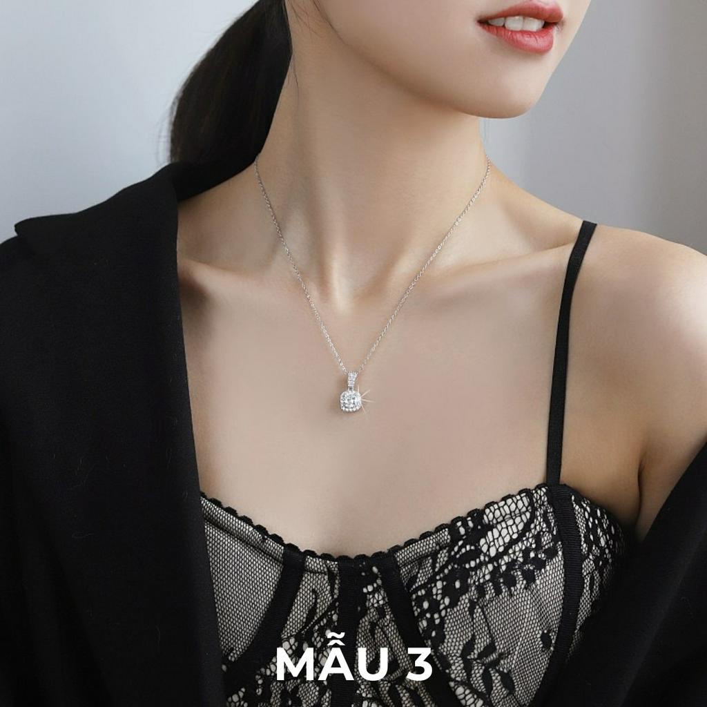 Dây chuyền bạc Ý 925 mạ vàng trắng đính đá DUYSON SILVER, vòng cổ nữ cao cấp sang trọng [HOT]