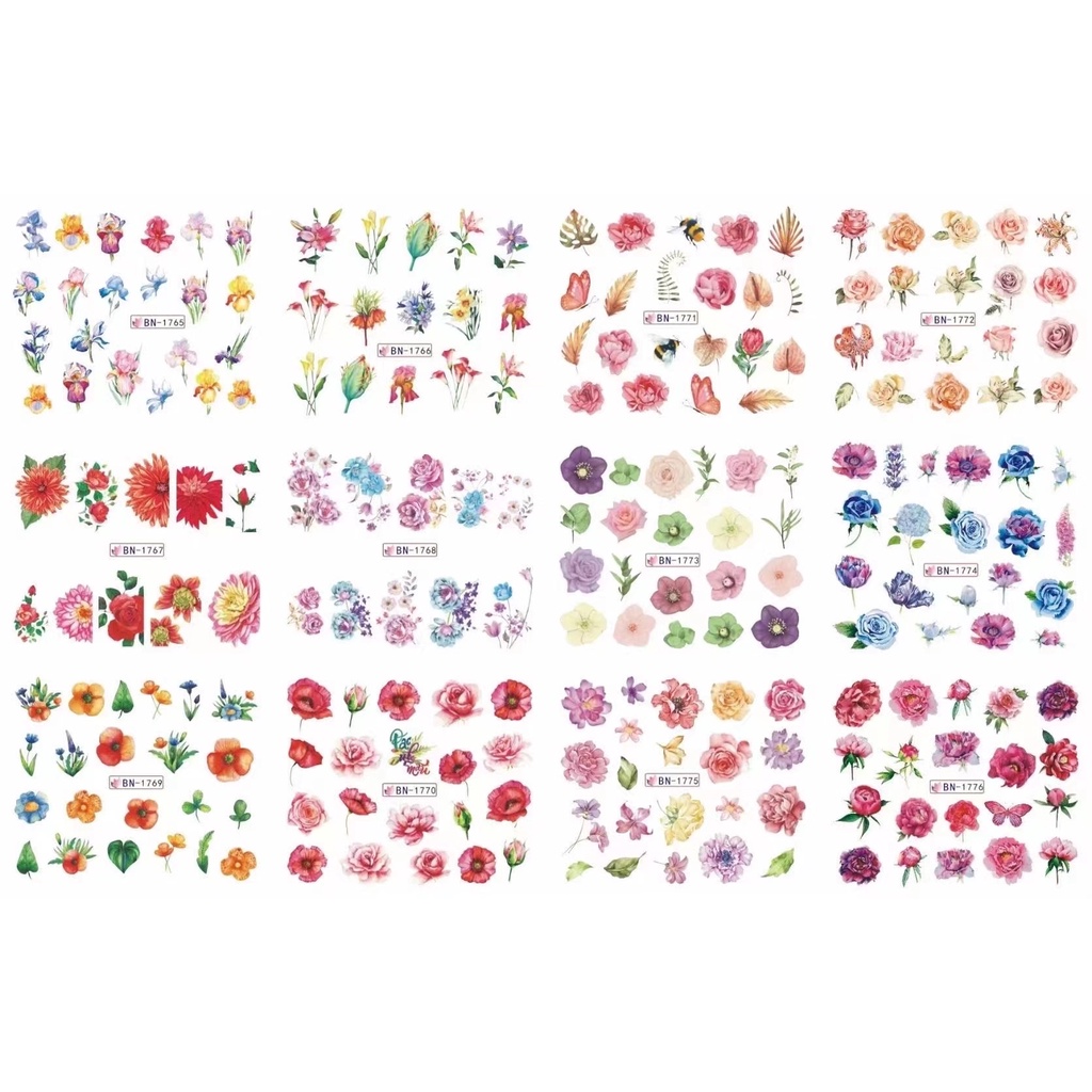 STICKER NƯỚC DÁN MÓNG tấm lớn bằng giấy A4 dùng để làm móng siêu dễ thương, dễ sử dụng