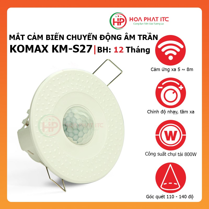 Mắt cảm biến hồng ngoại âm trần Komax KM-S27
