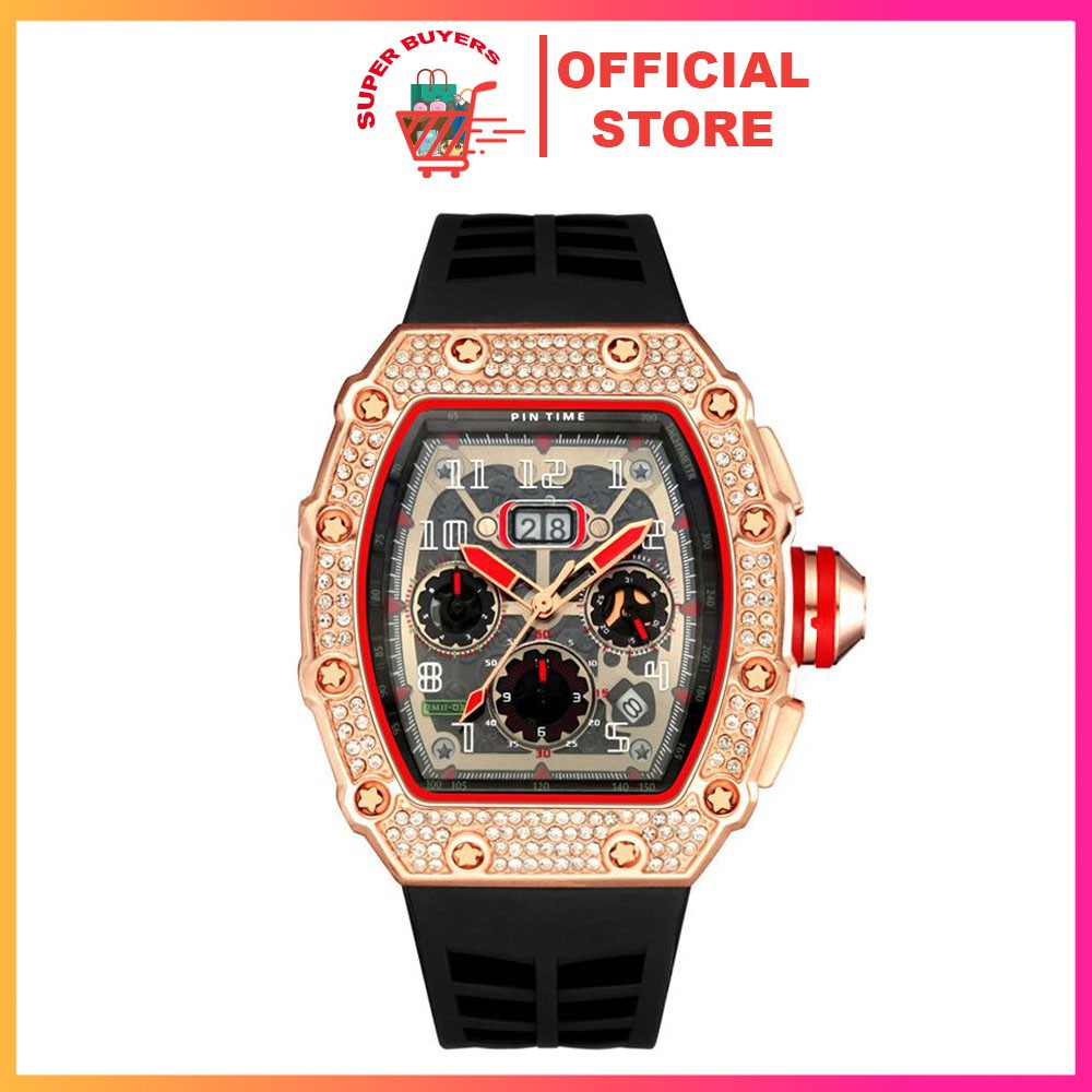 Đồng hồ nam Pin Time mặt vuông