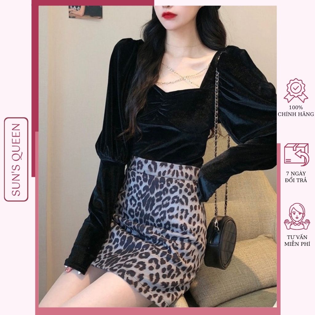 Áo nhung tay bồng sang trọng phong cách cổ điển cho các cô gái