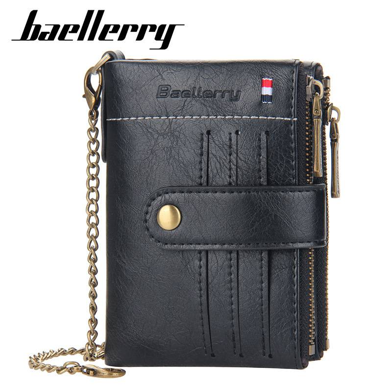 Baellerry Ví mới Nam ngắn Châu Âu và Mỹ Retro Gói Thẻ Zipper Dây kéo nam Khóa dọc