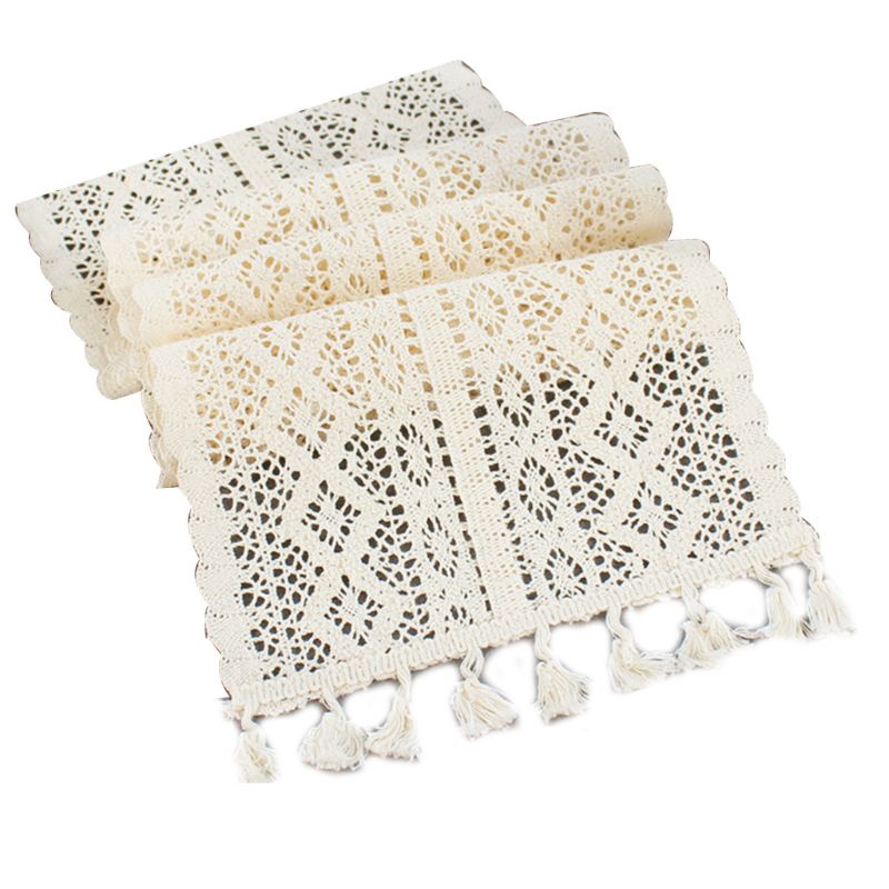 Khăn Trải Bàn Bằng Cotton Phối Ren Hình Chữ Nhật Phong Cách Bohemian Cổ Điển