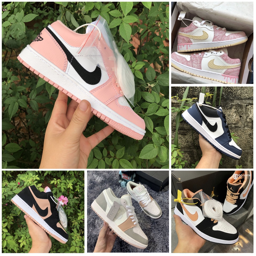 Giày sneaker Jordan 1 cổ thấp các màu, Jodan hồng đất, milan, xám xanh, giày thể thao nữ JD1 low nhiều màu mới nhất 2022