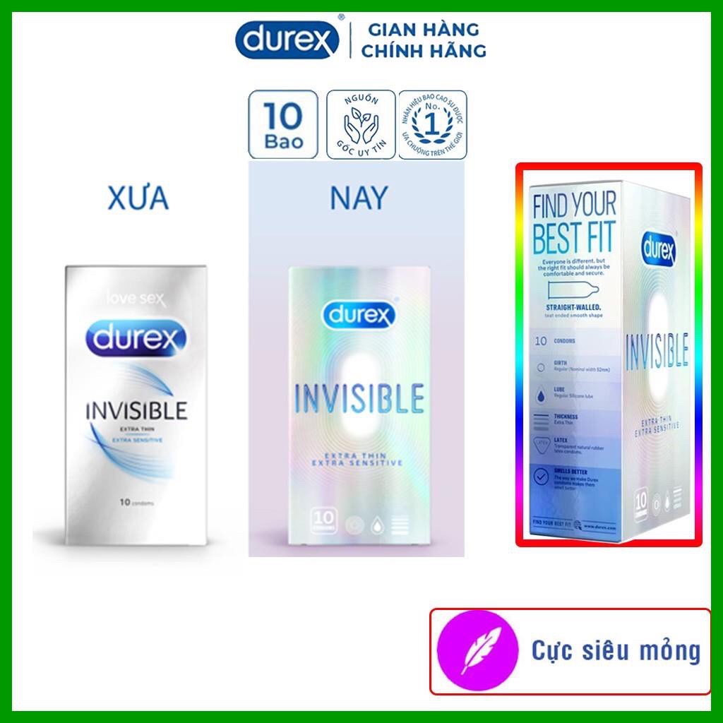 Bao Cao Su Durex Invisible Siêu Mỏng, BCS Kéo Dài Thời Gian Quan Hệ, Chống Xuất Tinh Sớm