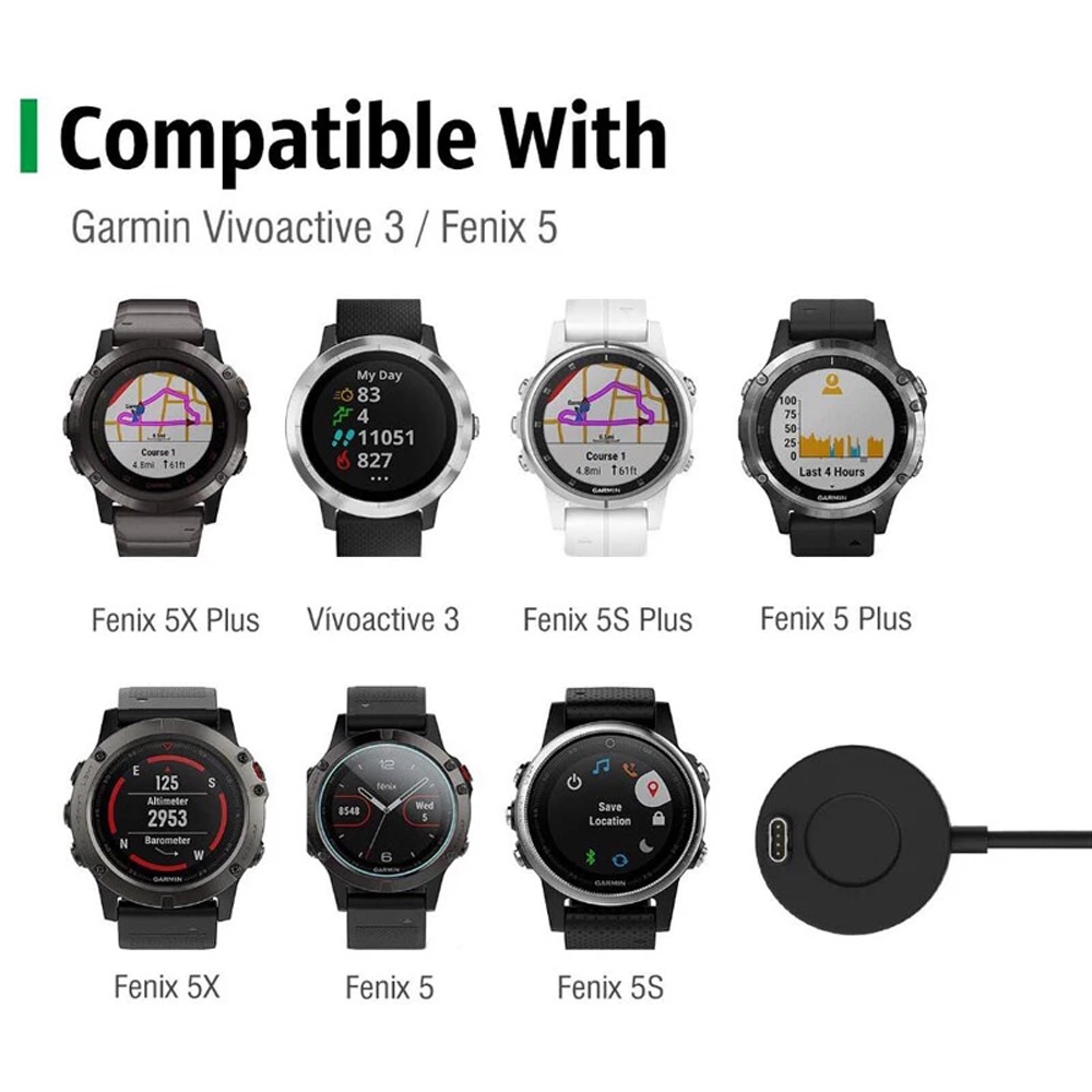 Cáp sạc USB màu đen cho đồng hồ thông minh Garmin Vivoactive Garmin Forerunner 945 Garmin Quatix 5