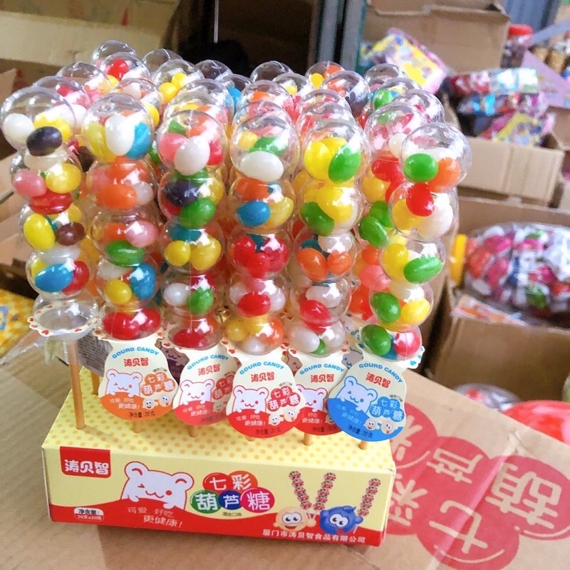 sỉ lốc 30 lọ kẹo dẻo bi hình que xiên sắc màu