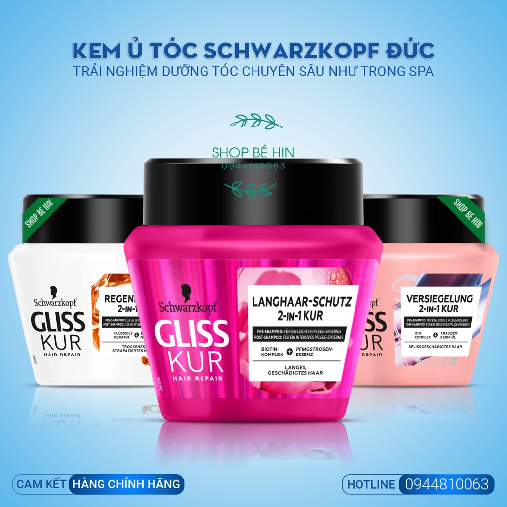 Kem ủ tóc SCHWARZKOPF GLISS KUR dưỡng tóc mềm mượt chuyên sâu như spa cao cấp, Hàng Đức chính hãng