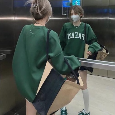 Áo sweater mỏng nhẹ kiểu dáng chui đầu rộng rãi phong cách đường phố retro cổ điển kiểu Mỹ cá tính cho nữ